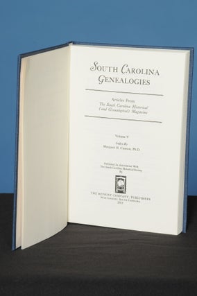 Item #144 SOUTH CAROLINA GENEALOGIES, Vol. V; Consolidated Index. South Carolina Historical Society