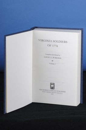 Item #181 VIRGINIA SOLDIERS OF 1776, Vol. I. Louis A. Burgess, ed