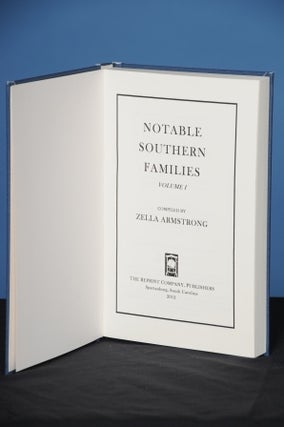Item #3 NOTABLE SOUTHERN FAMILIES, Vol. I. Zella Armstrong