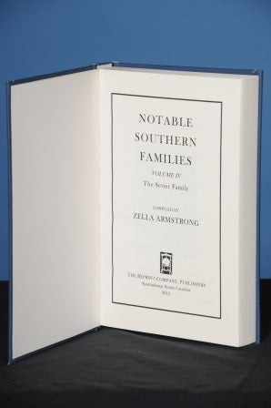 Item #6 NOTABLE SOUTHERN FAMILIES, Vol. IV, The Sevier Family. Zella Armstrong.